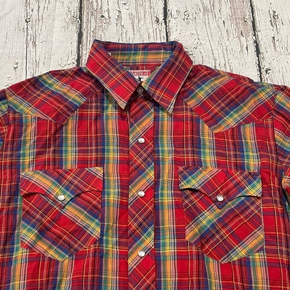 Vintage 80s Chute Plaid Western Pearl Snap Button Down Shirt - Picture 4 of 6